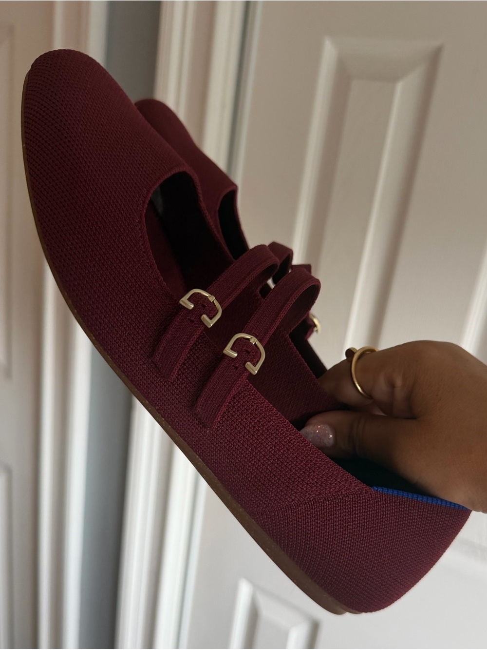 Rothy's The Double Buckle Burgundy 
Mary Jane Double Strap Flats Size: 10 - Picture 9 of 11